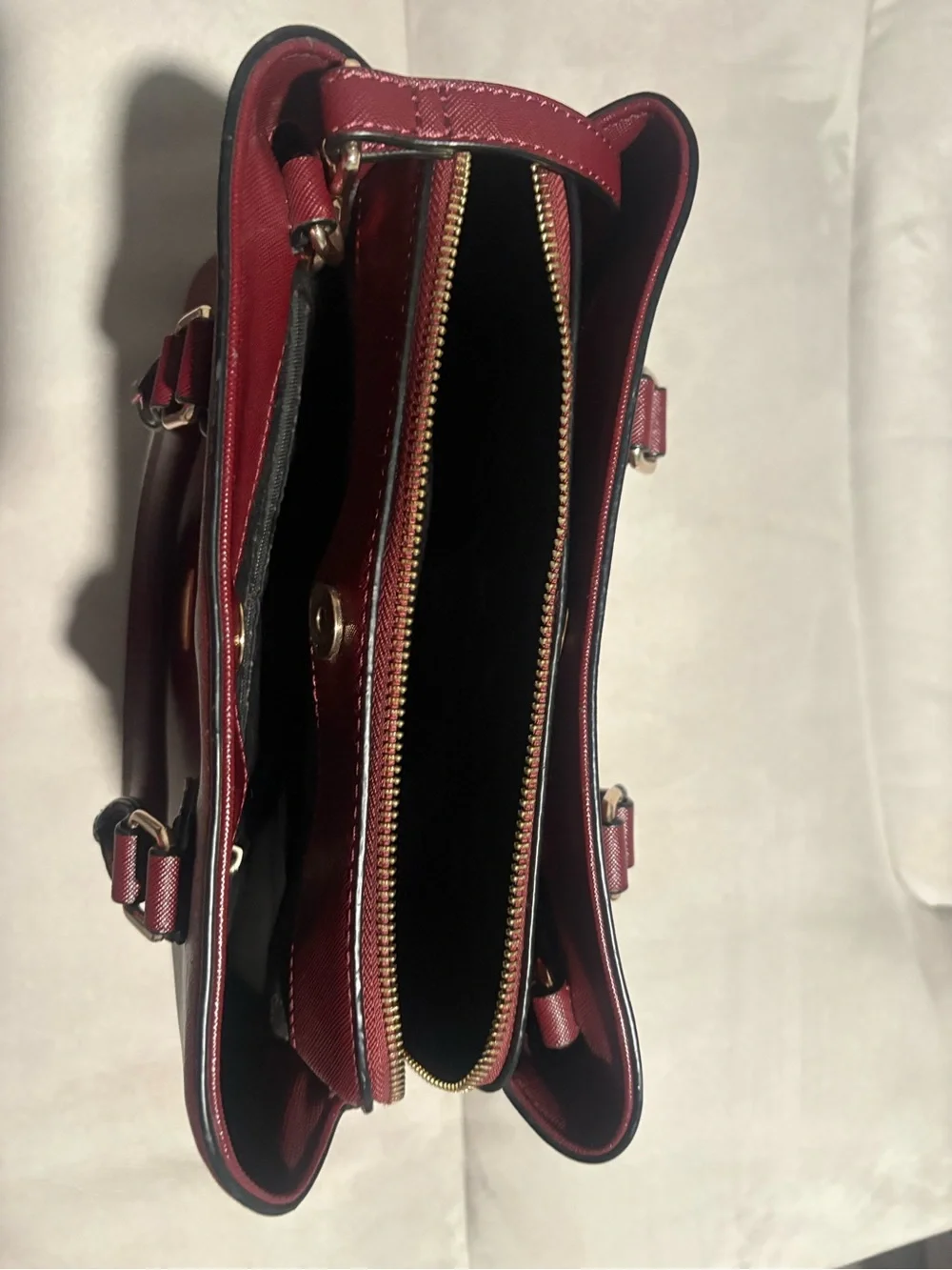 Aldo Burgundy Structured Top-Handle Satchel
